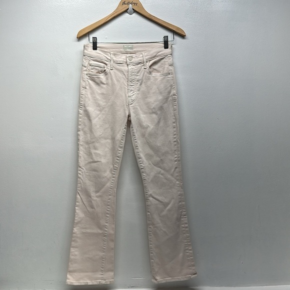 Mother Denim The Insider Flood High Rise Flare Jeans Ivory Play Date Size 27 - Picture 8 of 12